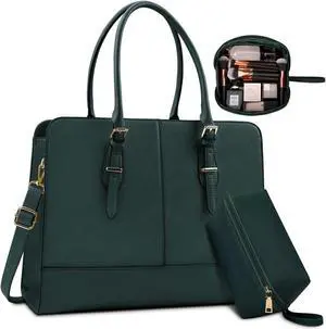 Laptop Bag for Women Leather Work Tote 15.6 Inch Laptop for Computer Bag Waterproof Business Office Professional Large Capacity Handbag Shoulder Bag