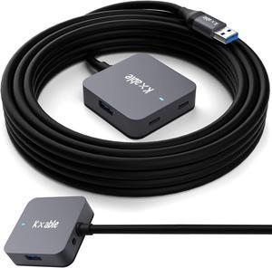 Upgrade USB A Hub, Expander Multi USB Ports Cable 25FT, Long USB 3.0 Extension Cable with 4-Port (2 USB-A Ports+2 USB-C Ports), USB Y Splitter Hub, Type-A Male to A-Female and C-Female Extender Cord