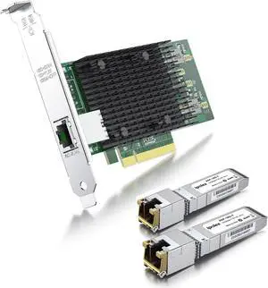 10GbE Copper Network Bundle: Versatile Pack of 2 SFP+ to RJ45 Transceiver and PCI-E NIC for Intel X540-T1
