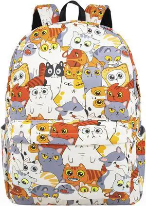 LI-LOVE Backpack Cute Cat Backpacks for Girls Boys Teens Kids College Middle Elementary High School Student Bookbags Travel Waterproof Book Bag Laptop Back Pack
