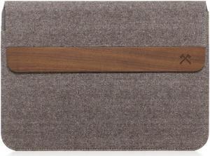 Woodcessories - Wooden MacBook Bag Compatible with MacBook 15" of Real Walnut Wood, EcoPouch (Grey-Brown)