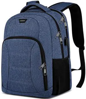 Liokesa Laptop Backpack for Men, School Backpack for Teen Boys with USB Charging Port, Travel Water Resistant Students Book Bags, Large College Work Back Pack Fit 15.6 Inch Laptop, Blue