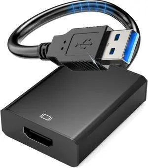 L LIMINK USB to HDMI Adapter, USB HDMI Adapter Converter Support 1920x1080P, USB 3.0/2.0 to HDMI Hub Compatible with Windows XP/7/8/10/11, Black