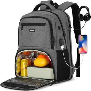 kadilong 17.3 Inch Insulated Backpacks with Cooler&Laptop Compartment,Travel Backpack with Lunch Box Bookbag for Work,Sturdy College Computer Backpack for Men Women Mochilas Lonchera para Hombre