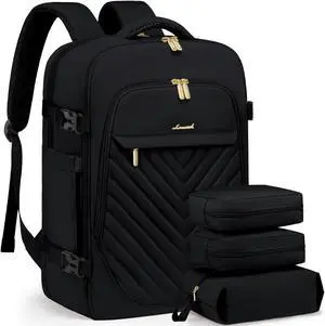 LOVEVOOK Travel Backpack for Women, TSA Personal Item Travel Bag fits 18" Laptop, Carry On Backpack for Weekender Business Hiking, Black