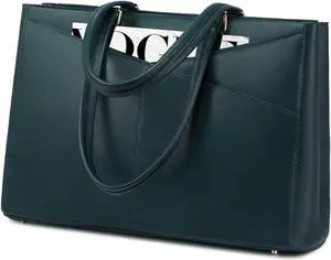 LOVEVOOK Laptop Bag for Women 15.6 Inch Tote Bags Waterproof Leather Briefcase Computer Women Business Office Work Bag,Green
