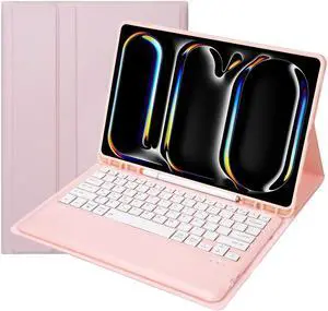 KcoxdCn New iPad Pro 13 Inch 2024 Keyboard Case for iPad Pro 13 Inch Keyboard Case 2024 Model 7th Generation with Pencil Holder Mutil Angles Stand Cover Detachable Wireless Keyboard (Pink)