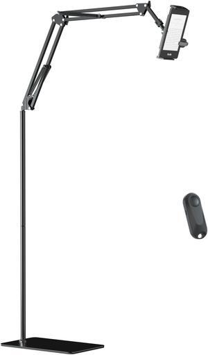 Kefotic Floor Stand for Kindle Reading in Bed with Remote Page Turner, Hands Free Tablet Arm Holder for Kindle Accessory, Compatible with Kindle iPhone Fire Tablet 4.5-12.9 inch (kt-sd2)