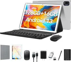 Android 13 Tablet 2025 Latest 10 inch Octa-Core Tableta, 128GB ROM+16GB RAM (8+8 Virtual)+1TB Expand, 5G WiFi Tablets with 13MP+8MP Camera, 8000 mAh Battery, 2 in 1 Tablet with Keyboard, Mouse, Case