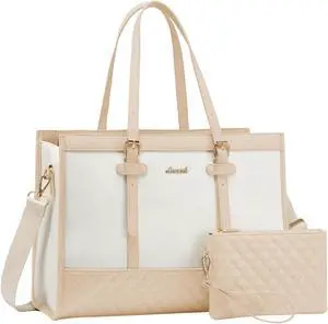 LOVEVOOK Laptop Tote for Women - 15.6 inch Canvas Laptop Bag, Large Capacity Work Bag with Clutch Purse, Computer Office Business Briefcase, Casual Handbag for Travel, College, Teacher, School