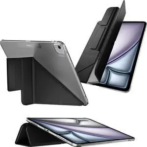 MAGEASY Case for 2025 M3 & 2024 M2 iPad Air 11" - Folio Case with Multi-fold, Multi-Angle Stand, Apple Pencil Holder, Stain-Resistant - Facet | Black