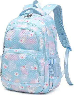 Leaper Stylish Floral Travel Backpack for Women Laptop Backpack Water-Resistant Bookbags College Bags Fits 15.6 Inch Laptop Blue