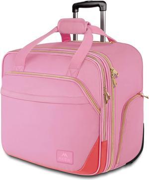 MATEIN Rolling Briefcase for Women, Large Rolling Laptop Bag with Wheels Fits 17 Inch Notebook Gifts for Office Women, Water Resistant Teacher Work Computer Travel Carry on Nurse Bags on Wheel, Pink