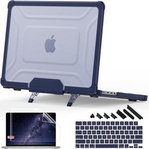May Chen for MacBook Pro 14 Inch Case 2023 2022 2021 M3 A2918 A2992 A2779 M2 A2442 M1 Pro/Max, Heavy Duty Dual Layer Protective Plastic Hard Shell Case with Fold Kickstand, Sky Blue
