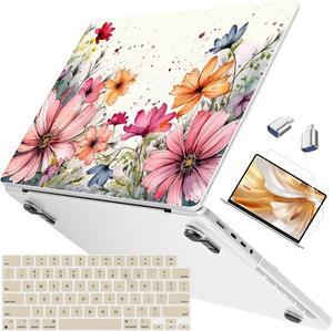 Mektron Ultra Thin Armor Printed Case for MacBook Pro 14 inch 2023 Release M3 A2918 A2992 Fits 2022 2021 M2 A2779 M1 A2442 Pro/Max, Protective Hard Shell with Fold Kickstand, Colorful Floral