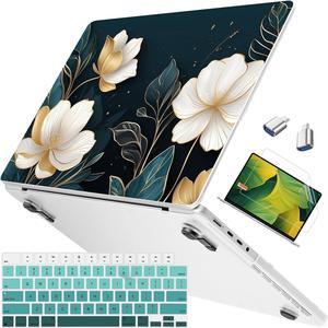 Mektron Ultra Thin Armor Printed Case for MacBook Pro 16 inch 2023 Release M3 A2991 Fits 2022 2021 Release M2 A2780 M1 A2485 Pro/Max, Protective Hard Shell with Fold Kickstand, Blooming Dahlia