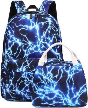 mezhsa Boy School Backpack Elementary Middle Lightning Bookbag Laptop Teenager Waterproof Lightweight 17 Inches (Suit Blue)
