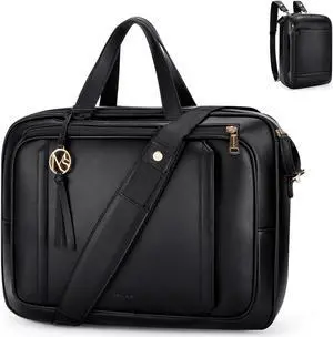 Missnine Briefcase for Women 15.6 inch Messenger Backpack PU Leather Laptop Bag Computer Bag for College Business Travel