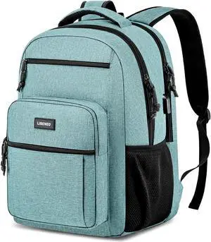 LIBENED School Backpack for Teens Girls and Boys, Lightweight and Sturdy Bookbag for College with USB Charging Port, 15.6 inch Water-Resistant Back pack with Laptop Sleeve, Teal