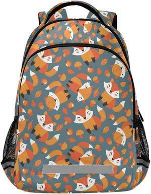 MNSRUU School Backpack with Chest Strap, Cute Fox Laptop Backpack, Travel Hiking Backpack for Boys Girls, Rucksack, Knapsack