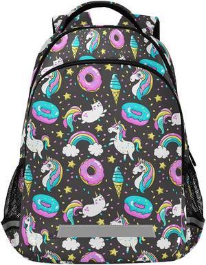 MNSRUU School Backpack with Chest Strap, Rainbow And Unicorns Laptop Backpack, Travel Hiking Backpack for Boys Girls, Rucksack, Knapsack