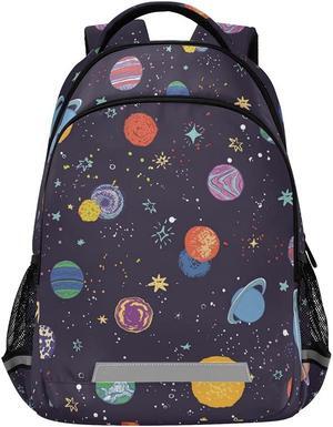 MNSRUU School Backpack with Chest Strap, Space Planets Printed Laptop Backpack, Travel Hiking Backpack for Boys Girls, Rucksack, Knapsack One Size