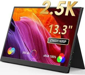 MNN 2.5K Portable Monitor 13.3" 2560x1600P UHD USB-C HDMI Laptop Monitor, 100% sRGB IPS Computer Gaming Display HDR Travel Monitor w/Speakers & Smart Cover for Laptop Xbox PS5 Switch PC Phone