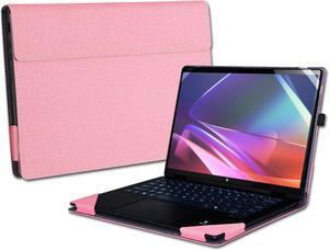 Cover Case for HP Envy x360 2-in-1 Laptop 14-FA 14z-FA & 14-fc 14t-fc &for HP Spectre x360 14-EU 14t-EU,PU Leather Protective Sleeve with Foldable Cooling Bracket (Pink)