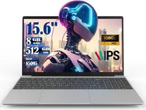 MTWZMM Laptop Computer, 15.6 Inch Laptop, 8GB RAM, Backlit Keyboard, Celeron N5095(Up to 2.9GHz), Fingerprint, Bluetooth 4.2, WiFi, USB 3.0, Webcam, HDMI, for Students and Business (GB, 512)