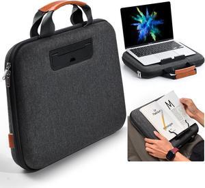 Nauttxon Hard Laptop Case 14 Inch, 2 in 1 Laptop Bag Lap Desk with Stopper and Book Clip, Shockproof Waterproof Laptop Sleeve with Handle Compatible with MacBook HP Dell Lenovo ASUS and More - Black