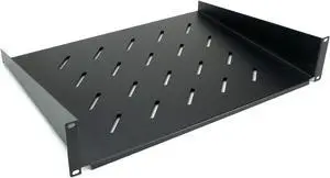 Networx Vented 2U Universal Rack Shelf for 19" Equipment Rack - 14 Inches Deep, Single Sided, High-Strength 1.2mm SPCC Cold-Rolled Steel, 44 Pound Capacity