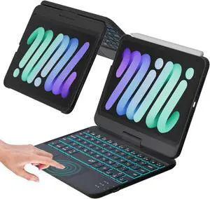 NOKBABO iPad mini 6 Keyboard Case (8.3 inch), 7-Color Backlight, Multi-Touchpad, 360°Rotatable, Wireless Keyboard for iPad mini 7 A17 Pro(2024) & Mini 6 (2021) - Dark Black
