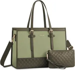 LOVEVOOK Laptop Bag for Women 15.6 inch Canvas Laptop Tote Bag, Large Capacity Work Bag with Clutch Purse, Computer Bag Office Business Briefcase, Casual Handbag for Travel College Teacher School