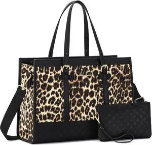 LOVEVOOK Laptop Bag for Women 15.6 inch Canvas Laptop Tote Bag, Large Capacity Work Bags with Clutch Purse, Computer Bags Office Business Briefcase, Casual Handbag for Travel College Teacher