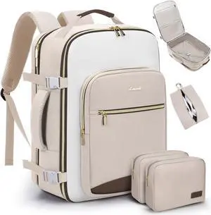 LOVEVOOK 50L Carry on Backpack for Women & Men with 3 Packing Cubes, Large Travel Backpack for Airplanes, TSA Personal Item Travel Bag with Laptop Pocket, Travel Essentials Airline Approved