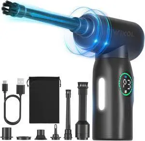 Compressed Air Duster-150000RPM Electric Air Duster with LED,3 Gear Adjustable Keyboard Cleaner,6000mAh Cordless Air Blower,Replace Canned Air Duster,Cordless Air Duster,Car Dusters(Black)