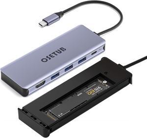 USB C Hub M.2 NVMe SSD Enclosure, 6 in 1 USB C Hub Multiport Adapter Fits PCIe 3.0 NVMe M.2 SSD, with 4K/60Hz HDMI, 10Gbps USB 3.0(3 Ports),100W PD Compatible with MacBook Pro and Type-C Devices