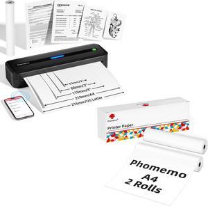 Phomemo M832 Wireless Portable Thermal Printer Black & 2 Rolls A4 Thermal Printer Paper
