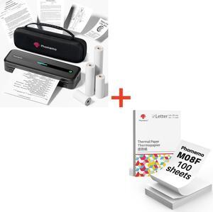 Phomemo [Upgrade M832 Inkless Printer & 100 Sheets Folding 8.5" x 11" Thermal Paper & Case, Bluetooth Portable Printers Wireless for Travel