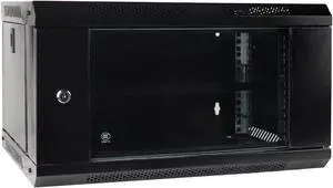 6U Wall Mount Server Cabinet IT Network Rack Enclosure Lockable Glass Door Black