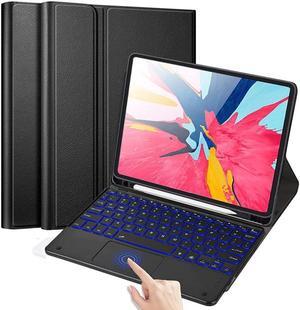 QYiiD Backlit Touchpad Keyboard Case for iPad Pro 12.9" 2017/2015, Magnetically Detachable Wireless Bluetooth Keyboard Cover with Pencil Holder for iPad Pro 12.9 1st / 2nd Gen, Black
