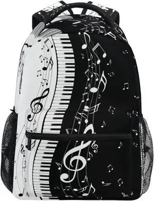 QUGRL Piano Music Note School Backpack for Girls Boys Large Bookbag Laptop Computer Bag Casual Hiking Travel Daypack Backpack Schoolbag for Teens College 16 Inch