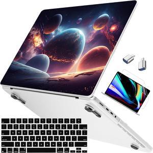 Mektron Ultra Thin Armor Printed Case for MacBook Pro 14 inch 2023 Release M3 A2918 A2992 Fits 2022 2021 M2 A2779 M1 A2442 Pro/Max, Protective Hard Shell with Fold Kickstand, Planets