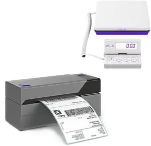 Rollo USB Thermal Label Printer and Scale Bundle - High Speed Direct Thermal Printer for Shipping Packages
