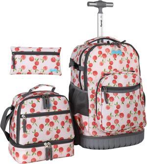 seastig Rolling Backpack 18in Wheeled Backpack with lunch bag and Pencil Case Set Roller Backpack Laptop Backpack Adults Kids
