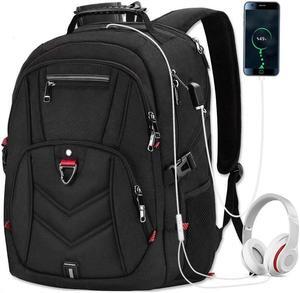 NEWHEY Laptop Backpack 17 Inch Business Travel Backpacks for Men Women Extra Large Waterproof TSA Anti Theft College Bookbags with USB Charging Port 17.3 Gaming Computer Backpack 45L, Black