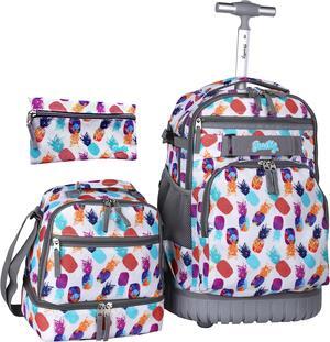 seastig Rolling Backpack 18in Wheeled Backpack with lunch bag and Pencil Case Set Roller Backpack Laptop Backpack Adults Kids