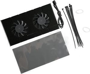 GPU Backplate Memory Radiator for RTX 3090 3080 3070 Graphics Cards, Dual Fan Design, with Thermal Pad Fast Heat Dissipation, 4 Pin Fan Interface, Aluminum Heatsink Cooler