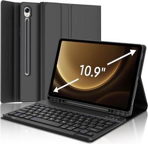 Keyboard Case for Samsung Galaxy Tab S9 FE 10.9-inch, Galaxy Tab S9 11-inch Bluetooth Keyboard, Smart Cover for Galaxy Tab S9 FE Case Keyboard, S Pen Holder&Charging Folio for S9/S9 FE Keyboard, Black