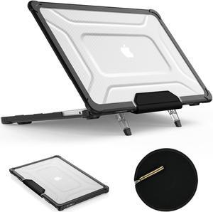 SEYMAC stock Case for MacBook Pro 14 inch, Shock-Absorbing Protection Case with Folding Stand &Mouse Pad/Bag Case for MacBook Pro 14'' A2918 A2992 m3/ A2779 m2/ A2442 m1 2023/2022/2021 (HardBlack)